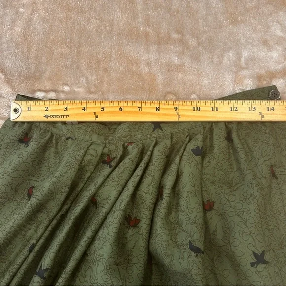 Vintage midi skirt Womens size 6 cottagecore folkcore peasant boho artsy green - Picture 5 of 16